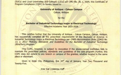 UA – Caluya completes COPC for all its programs