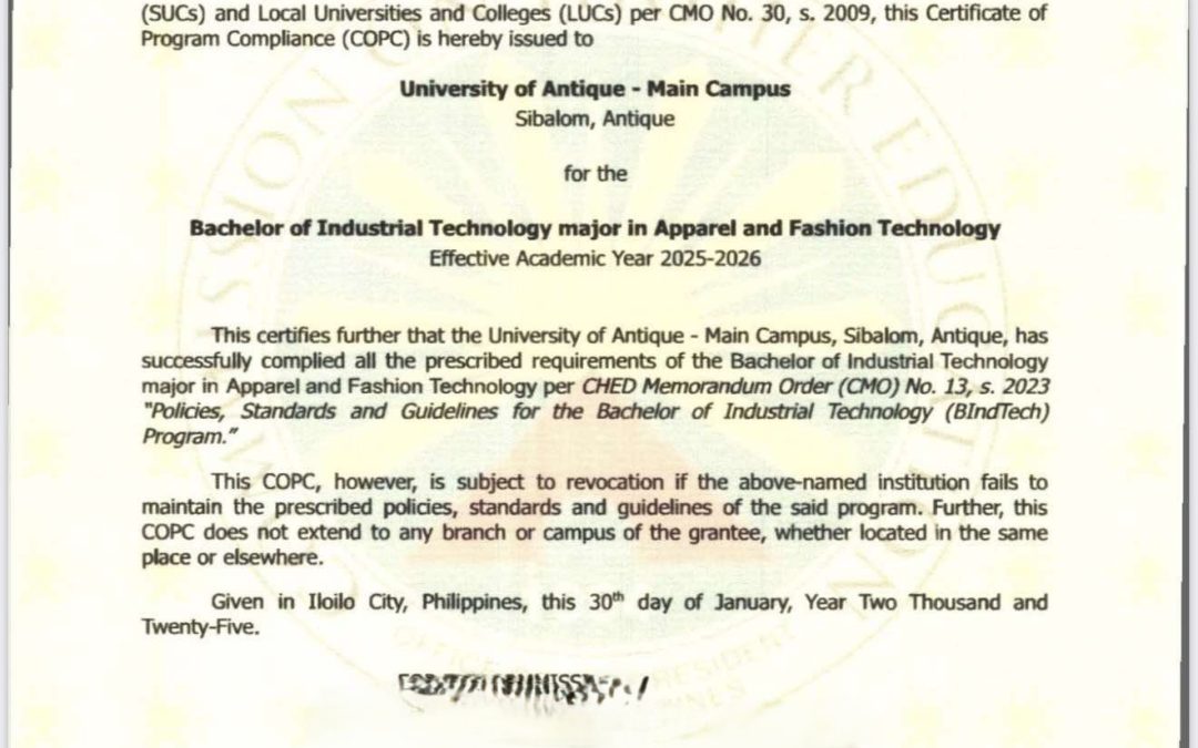 CHED grants COPC for all CIT programs