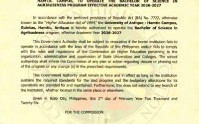 BS Agribusiness Program Granted COPC for AY 2026-2027