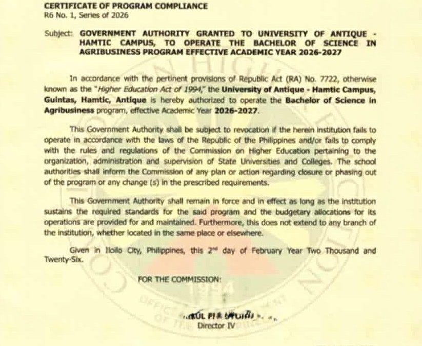 BS Agribusiness Program Granted COPC for AY 2026-2027