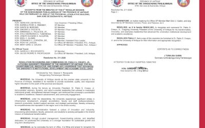 SP Lauds UA, Dr. Crespo Through Commendation Resolutions