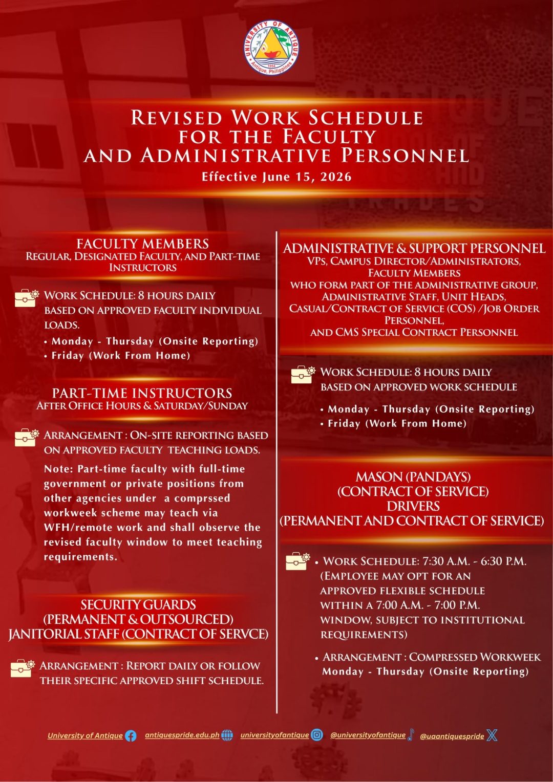 Revised Work Revised Work Schedule for the Faculty and Administrative Personnel ...
